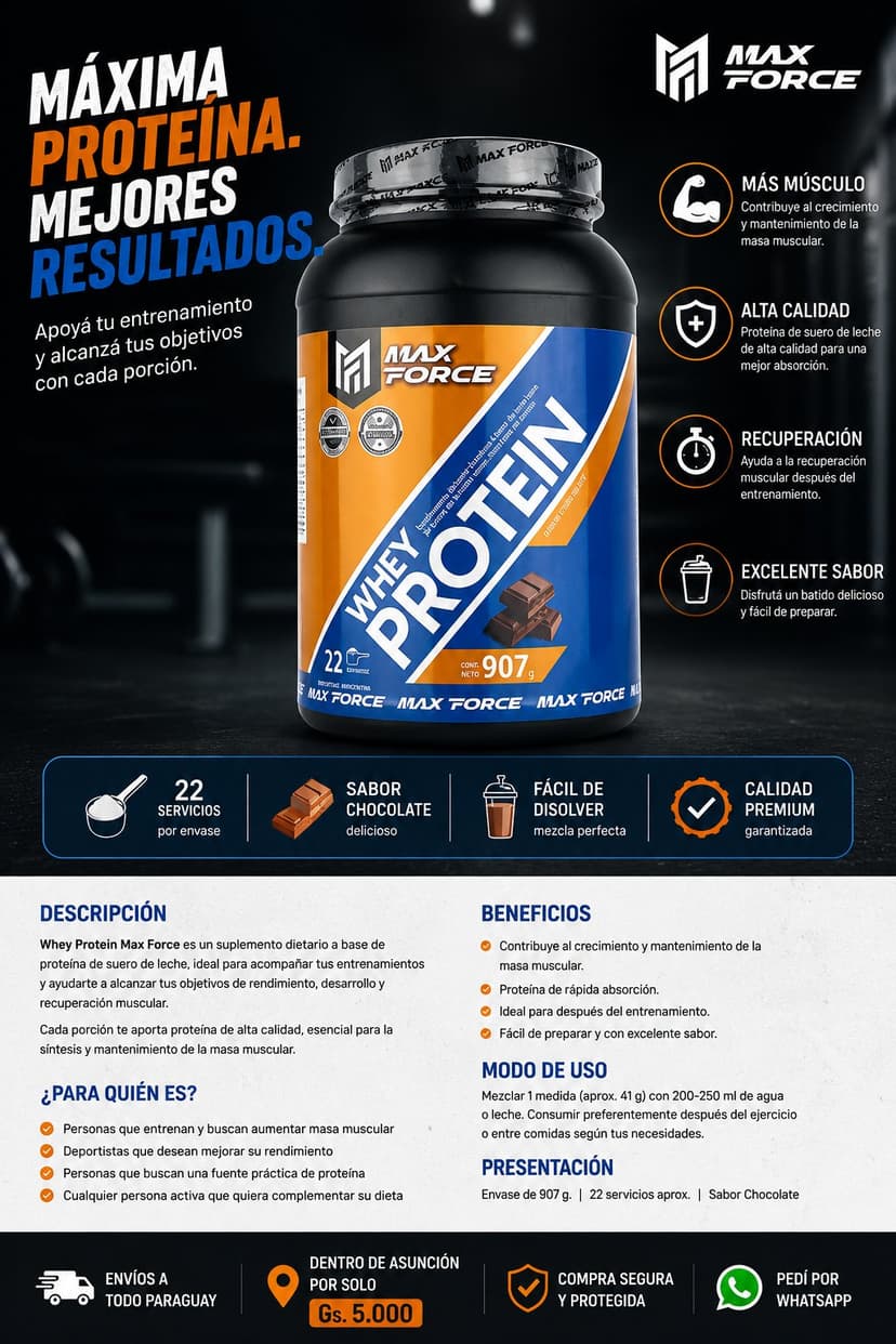 Whey Protein Max Force Chocolate 907 g